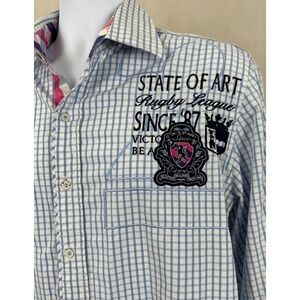State Of Art Shirt Mens‎ LARGE Long Sleeve Extensive Embroidery Rugby League